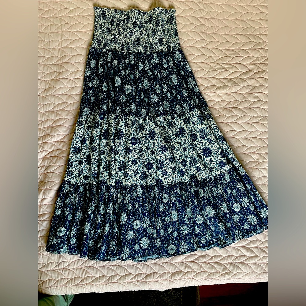Primark Blue and White Floral A-Line Skirt